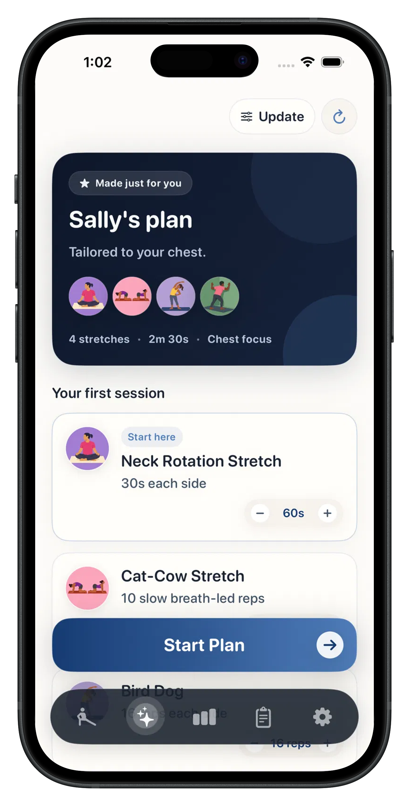 Body Fix personalized plan screen on iPhone